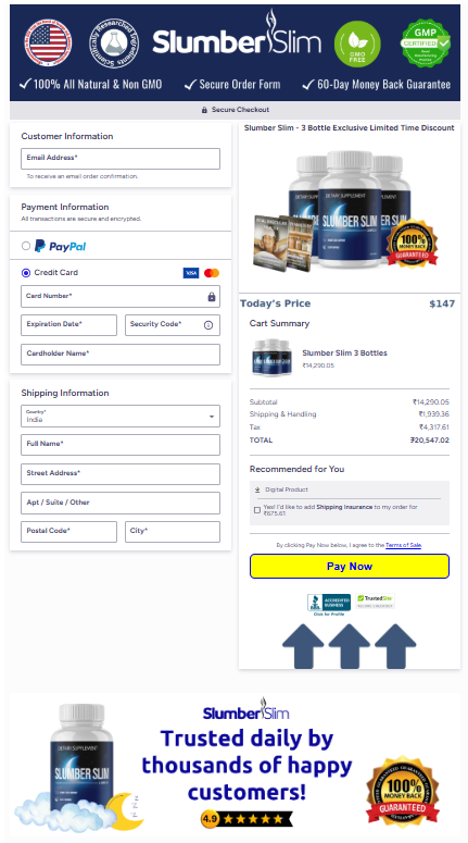 SlumberSlim Secured order page